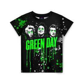 Детская футболка 3D с принтом Green Day в Белгороде, 100% гипоаллергенный полиэфир | прямой крой, круглый вырез горловины, длина до линии бедер, чуть спущенное плечо, ткань немного тянется | Тематика изображения на принте: green day | rock | грин дей | рок