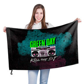 Флаг 3D с принтом Green Day в Белгороде, 100% полиэстер | плотность ткани — 95 г/м2, размер — 67 х 109 см. Принт наносится с одной стороны | green day | rock | грин дей | рок