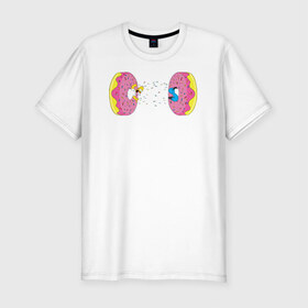 Мужская футболка премиум с принтом Donut Portal в Белгороде, 92% хлопок, 8% лайкра | приталенный силуэт, круглый вырез ворота, длина до линии бедра, короткий рукав | 