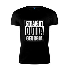 Мужская футболка премиум с принтом Прямиком из Грузии в Белгороде, 92% хлопок, 8% лайкра | приталенный силуэт, круглый вырез ворота, длина до линии бедра, короткий рукав | a | georgia | out | outta | straight | грузин | грузия