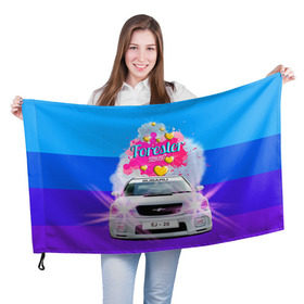 Флаг 3D с принтом Subaru Forester Sti II M в Белгороде, 100% полиэстер | плотность ткани — 95 г/м2, размер — 67 х 109 см. Принт наносится с одной стороны | forester | jdm | sti | subaru