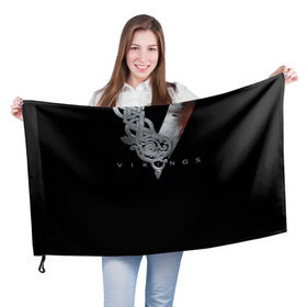 Флаг 3D с принтом Эмблема Викингов в Белгороде, 100% полиэстер | плотность ткани — 95 г/м2, размер — 67 х 109 см. Принт наносится с одной стороны | vikings | вальхалла | викинги | лого | рагнар лодброк | сериалы | эмблема