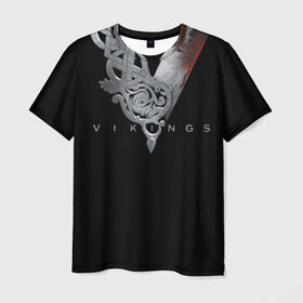 Мужская футболка 3D с принтом Эмблема Викингов в Белгороде, 100% полиэфир | прямой крой, круглый вырез горловины, длина до линии бедер | vikings | вальхалла | викинги | лого | рагнар лодброк | сериалы | эмблема