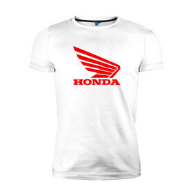 Мужская футболка премиум с принтом Honda Red в Белгороде, 92% хлопок, 8% лайкра | приталенный силуэт, круглый вырез ворота, длина до линии бедра, короткий рукав | Тематика изображения на принте: логотипа | хонда
