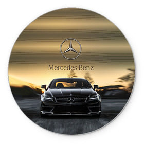 Коврик круглый с принтом Mercedes в Белгороде, резина и полиэстер | круглая форма, изображение наносится на всю лицевую часть | amg | benz | mercedes | бенс | бенц | мерседес
