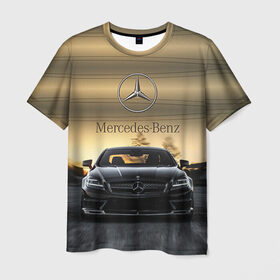 Мужская футболка 3D с принтом Mercedes в Белгороде, 100% полиэфир | прямой крой, круглый вырез горловины, длина до линии бедер | amg | benz | mercedes | бенс | бенц | мерседес