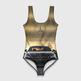 Купальник-боди 3D с принтом Mercedes в Белгороде, 82% полиэстер, 18% эластан | Круглая горловина, круглый вырез на спине | amg | benz | mercedes | бенс | бенц | мерседес