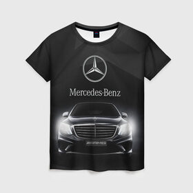 Женская футболка 3D с принтом Mercedes в Белгороде, 100% полиэфир ( синтетическое хлопкоподобное полотно) | прямой крой, круглый вырез горловины, длина до линии бедер | amg | benz | mercedes | бенс | бенц | мерседес