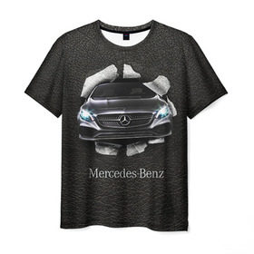 Мужская футболка 3D с принтом Mercedes в Белгороде, 100% полиэфир | прямой крой, круглый вырез горловины, длина до линии бедер | amg | benz | mercedes | бенс | бенц | кожа | мерседес