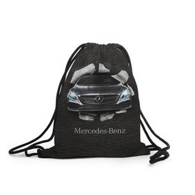 Рюкзак-мешок 3D с принтом Mercedes в Белгороде, 100% полиэстер | плотность ткани — 200 г/м2, размер — 35 х 45 см; лямки — толстые шнурки, застежка на шнуровке, без карманов и подкладки | amg | benz | mercedes | бенс | бенц | кожа | мерседес