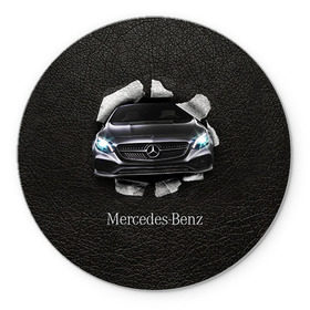 Коврик круглый с принтом Mercedes в Белгороде, резина и полиэстер | круглая форма, изображение наносится на всю лицевую часть | amg | benz | mercedes | бенс | бенц | кожа | мерседес