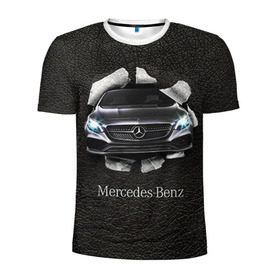 Мужская футболка 3D спортивная с принтом Mercedes в Белгороде, 100% полиэстер с улучшенными характеристиками | приталенный силуэт, круглая горловина, широкие плечи, сужается к линии бедра | amg | benz | mercedes | бенс | бенц | кожа | мерседес