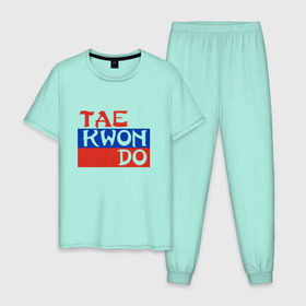 Мужская пижама хлопок с принтом Taekwondo Россия в Белгороде, 100% хлопок | брюки и футболка прямого кроя, без карманов, на брюках мягкая резинка на поясе и по низу штанин
 | тхэквондо