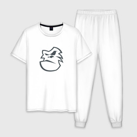 Мужская пижама хлопок с принтом Горилла в Белгороде, 100% хлопок | брюки и футболка прямого кроя, без карманов, на брюках мягкая резинка на поясе и по низу штанин
 | Тематика изображения на принте: горилла | обезьяна | обезьяна   символ 2016 года.новый год | символ года