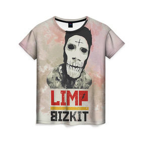 Женская футболка 3D с принтом Limp Bizkit в Белгороде, 100% полиэфир ( синтетическое хлопкоподобное полотно) | прямой крой, круглый вырез горловины, длина до линии бедер | bizkit | limp | limp bizkit | бизкит | лимп | лимп бизкит | лимпбизкит | рок