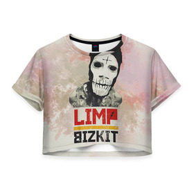 Женская футболка 3D укороченная с принтом Limp Bizkit в Белгороде, 100% полиэстер | круглая горловина, длина футболки до линии талии, рукава с отворотами | bizkit | limp | limp bizkit | бизкит | лимп | лимп бизкит | лимпбизкит | рок