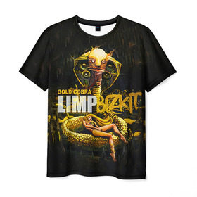 Мужская футболка 3D с принтом Limp Bizkit в Белгороде, 100% полиэфир | прямой крой, круглый вырез горловины, длина до линии бедер | bizkit | cobra | gold | limp | limp bizkit | бизкит | голд | кобра | лимп | лимп бизкит | лимпбизкит | рок