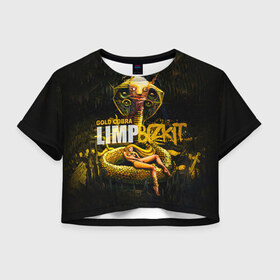 Женская футболка 3D укороченная с принтом Limp Bizkit в Белгороде, 100% полиэстер | круглая горловина, длина футболки до линии талии, рукава с отворотами | bizkit | cobra | gold | limp | limp bizkit | бизкит | голд | кобра | лимп | лимп бизкит | лимпбизкит | рок