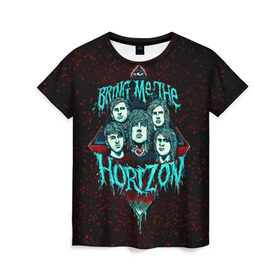 Женская футболка 3D с принтом Bring Me The Horizon в Белгороде, 100% полиэфир ( синтетическое хлопкоподобное полотно) | прямой крой, круглый вырез горловины, длина до линии бедер | bmth | bring me the horizon | hardcore | rock | музыка | рок