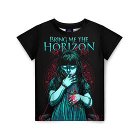 Детская футболка 3D с принтом Bring Me The Horizon в Белгороде, 100% гипоаллергенный полиэфир | прямой крой, круглый вырез горловины, длина до линии бедер, чуть спущенное плечо, ткань немного тянется | Тематика изображения на принте: bmth | bring me the horizon | hardcore | rock | музыка | рок