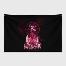Флаг-баннер с принтом Bring Me The Horizon в Белгороде, 100% полиэстер | размер 67 х 109 см, плотность ткани — 95 г/м2; по краям флага есть четыре люверса для крепления | bmth | bring me the horizon | hardcore | rock | музыка | рок