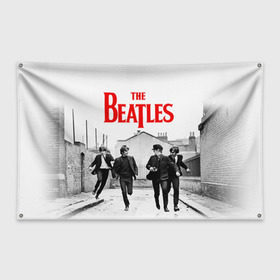 Флаг-баннер с принтом The Beatles в Белгороде, 100% полиэстер | размер 67 х 109 см, плотность ткани — 95 г/м2; по краям флага есть четыре люверса для крепления | beatles | rock | the beatles | битлз | битлс | битлы | рок