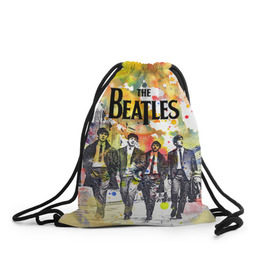 Рюкзак-мешок 3D с принтом The Beatles в Белгороде, 100% полиэстер | плотность ткани — 200 г/м2, размер — 35 х 45 см; лямки — толстые шнурки, застежка на шнуровке, без карманов и подкладки | beatles | rock | the beatles | битлз | битлс | битлы | рок
