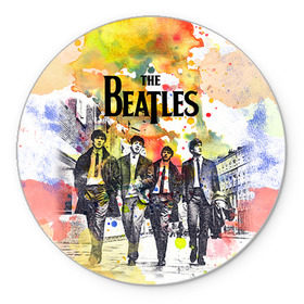 Коврик круглый с принтом The Beatles в Белгороде, резина и полиэстер | круглая форма, изображение наносится на всю лицевую часть | Тематика изображения на принте: beatles | rock | the beatles | битлз | битлс | битлы | рок