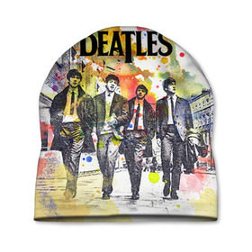 Шапка 3D с принтом The Beatles в Белгороде, 100% полиэстер | универсальный размер, печать по всей поверхности изделия | beatles | rock | the beatles | битлз | битлс | битлы | рок