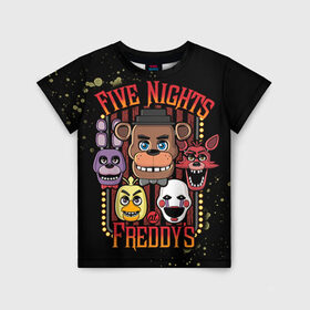 Детская футболка 3D с принтом Five Nights At Freddy`s в Белгороде, 100% гипоаллергенный полиэфир | прямой крой, круглый вырез горловины, длина до линии бедер, чуть спущенное плечо, ткань немного тянется | five nights at freddys | fnaf | freddy | игры | медведь | мишка | фнаф | фредди
