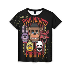 Женская футболка 3D с принтом Five Nights At Freddy`s в Белгороде, 100% полиэфир ( синтетическое хлопкоподобное полотно) | прямой крой, круглый вырез горловины, длина до линии бедер | five nights at freddys | fnaf | freddy | игры | медведь | мишка | фнаф | фредди