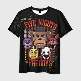 Мужская футболка 3D с принтом Five Nights At Freddy`s в Белгороде, 100% полиэфир | прямой крой, круглый вырез горловины, длина до линии бедер | five nights at freddys | fnaf | freddy | игры | медведь | мишка | фнаф | фредди