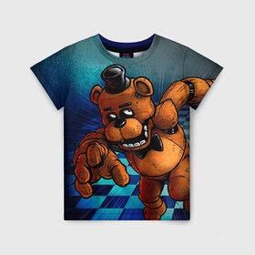 Детская футболка 3D с принтом Five Nights At Freddy`s в Белгороде, 100% гипоаллергенный полиэфир | прямой крой, круглый вырез горловины, длина до линии бедер, чуть спущенное плечо, ткань немного тянется | five nights at freddys | fnaf | freddy | игры | медведь | мишка | фнаф | фредди