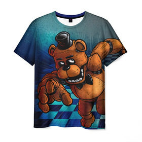Мужская футболка 3D с принтом Five Nights At Freddy`s в Белгороде, 100% полиэфир | прямой крой, круглый вырез горловины, длина до линии бедер | five nights at freddys | fnaf | freddy | игры | медведь | мишка | фнаф | фредди