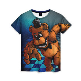 Женская футболка 3D с принтом Five Nights At Freddy`s в Белгороде, 100% полиэфир ( синтетическое хлопкоподобное полотно) | прямой крой, круглый вырез горловины, длина до линии бедер | five nights at freddys | fnaf | freddy | игры | медведь | мишка | фнаф | фредди