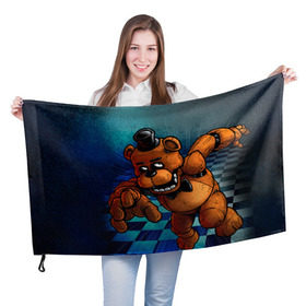 Флаг 3D с принтом Five Nights At Freddy`s в Белгороде, 100% полиэстер | плотность ткани — 95 г/м2, размер — 67 х 109 см. Принт наносится с одной стороны | five nights at freddys | fnaf | freddy | игры | медведь | мишка | фнаф | фредди