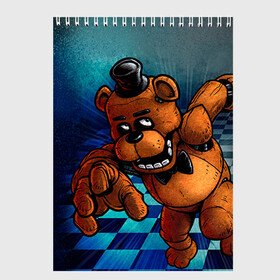 Скетчбук с принтом Five Nights At Freddys в Белгороде, 100% бумага
 | 48 листов, плотность листов — 100 г/м2, плотность картонной обложки — 250 г/м2. Листы скреплены сверху удобной пружинной спиралью | five nights at freddys | fnaf | freddy | игры | медведь | мишка | фнаф | фредди