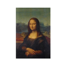 Обложка для паспорта матовая кожа с принтом Леонардо да Винчи - Мона Лиза в Белгороде, натуральная матовая кожа | размер 19,3 х 13,7 см; прозрачные пластиковые крепления | Тематика изображения на принте: картина | леонардо да винчи | лиза | мона | мона лиза | художник