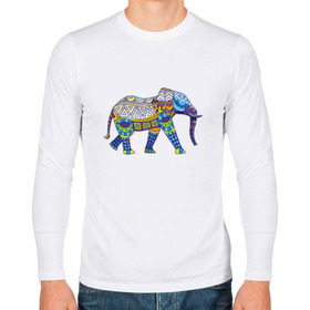 Мужской лонгслив хлопок с принтом Слон. Мозаика. Индия в Белгороде, 100% хлопок |  | индия | мозаика | слон