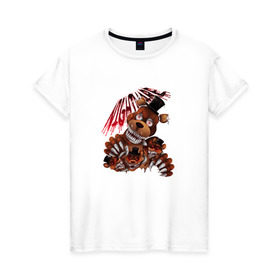 Женская футболка хлопок с принтом Five nights at Freddy`s в Белгороде, 100% хлопок | прямой крой, круглый вырез горловины, длина до линии бедер, слегка спущенное плечо | fnaf | фнаф