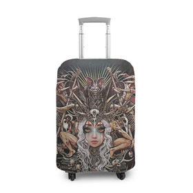 Чехол для чемодана 3D с принтом Королева мертвых в Белгороде, 86% полиэфир, 14% спандекс | двустороннее нанесение принта, прорези для ручек и колес | арт | девушка | королева | королева мертвых | кристофер ловелл | мода | некромантия | стиль | фэнтези