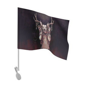 Флаг для автомобиля с принтом Хранительница леса в Белгороде, 100% полиэстер | Размер: 30*21 см | готика | кристофер ловелл | лес | мода | рога | стиль | хит | хранительница леса