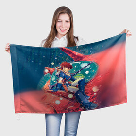 Флаг 3D с принтом Навсикая из долины ветров в Белгороде, 100% полиэстер | плотность ткани — 95 г/м2, размер — 67 х 109 см. Принт наносится с одной стороны | миядзаки | хаяо