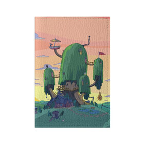 Обложка для паспорта матовая кожа с принтом Adventure Time в Белгороде, натуральная матовая кожа | размер 19,3 х 13,7 см; прозрачные пластиковые крепления | Тематика изображения на принте: adventure time | время приключений | пейзаж