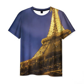 Мужская футболка 3D с принтом Эйфелева башня в Белгороде, 100% полиэфир | прямой крой, круглый вырез горловины, длина до линии бедер | париж | эйфелева башня