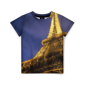 Детская футболка 3D с принтом Эйфелева башня в Белгороде, 100% гипоаллергенный полиэфир | прямой крой, круглый вырез горловины, длина до линии бедер, чуть спущенное плечо, ткань немного тянется | париж | эйфелева башня