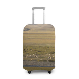 Чехол для чемодана 3D с принтом Долина жизни в Белгороде, 86% полиэфир, 14% спандекс | двустороннее нанесение принта, прорези для ручек и колес | алтай | горы | долина | камни | пастбище в горной долинеживотные | пески | пустыни | рек
