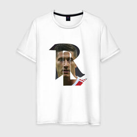Мужская футболка хлопок с принтом Robert Levandovski в Белгороде, 100% хлопок | прямой крой, круглый вырез горловины, длина до линии бедер, слегка спущенное плечо. | бавария