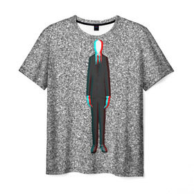 Мужская футболка 3D с принтом Слендер в Белгороде, 100% полиэфир | прямой крой, круглый вырез горловины, длина до линии бедер | man | slender | тонкий | хоррор | худой