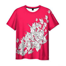 Мужская футболка 3D с принтом 1000 Cranes в Белгороде, 100% полиэфир | прямой крой, круглый вырез горловины, длина до линии бедер | 1000 cranes | cranes | paper | бумага | бумажные | журавли | журавлики | оригами